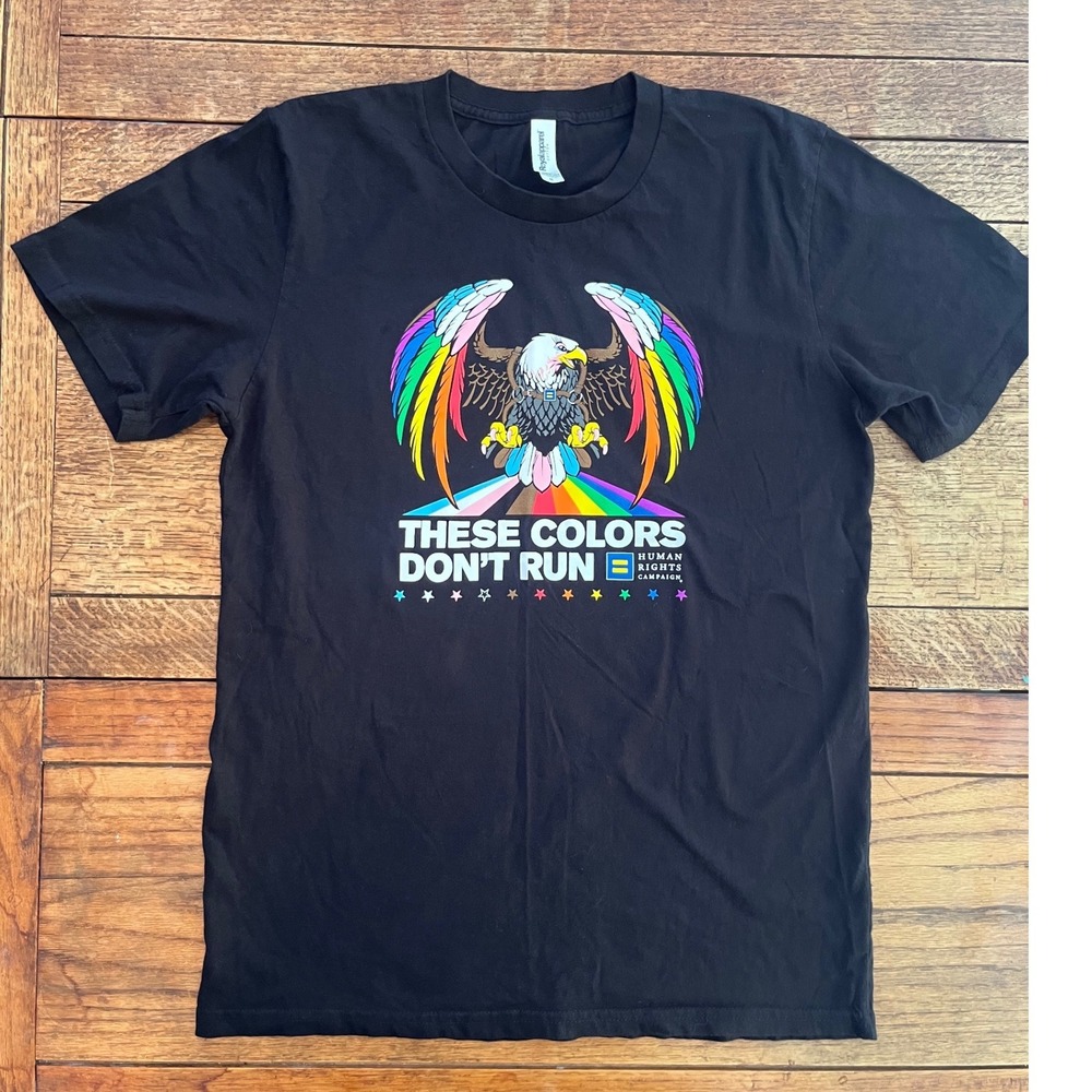 Human Rights Campaign patriot eagle black short sleeve T-shirt‎ M LGBTQIA+ pride